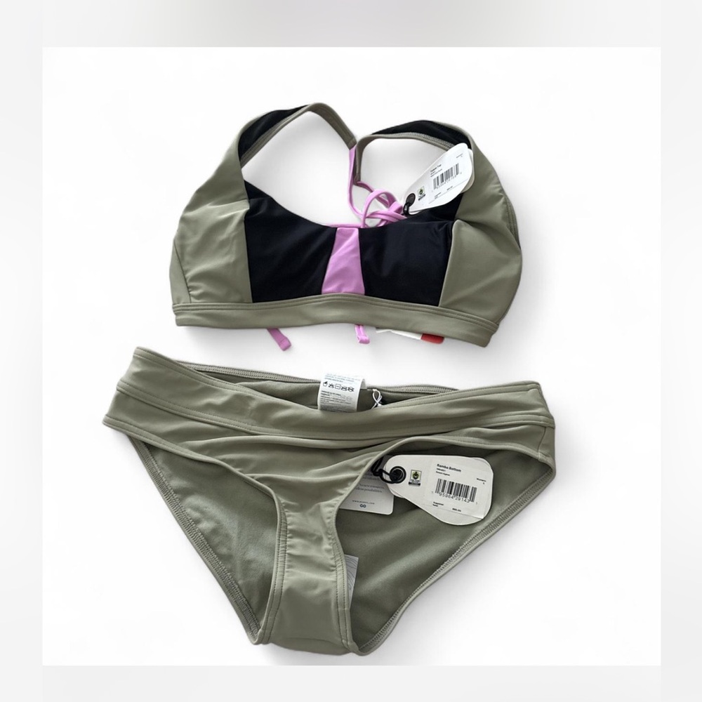 Prana Black and Purple Bikini Swimwear